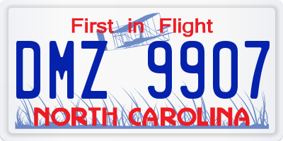 NC license plate DMZ9907