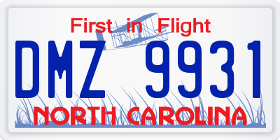 NC license plate DMZ9931