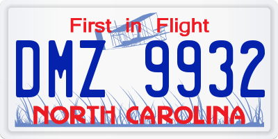 NC license plate DMZ9932