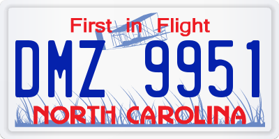 NC license plate DMZ9951