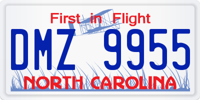 NC license plate DMZ9955