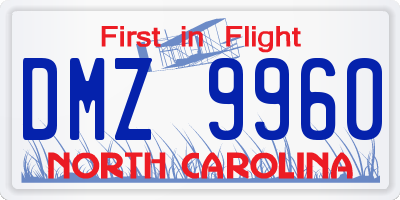 NC license plate DMZ9960