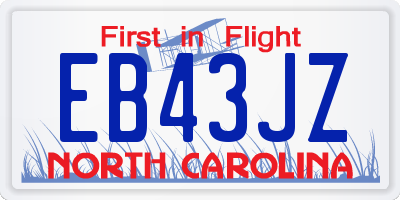 NC license plate EB43JZ