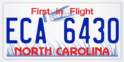 NC license plate ECA6430