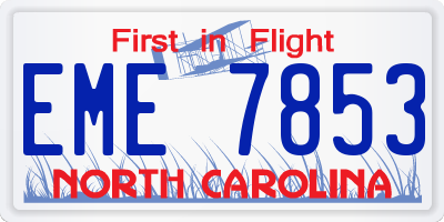 NC license plate EME7853