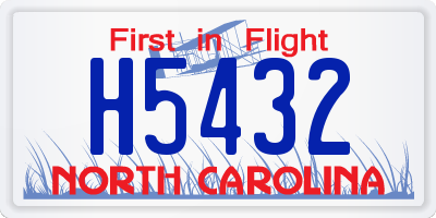 NC license plate H5432