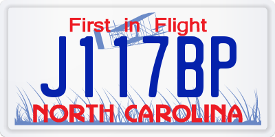 NC license plate J117BP