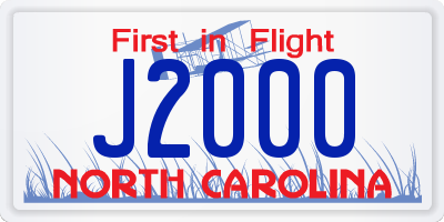 NC license plate J2000