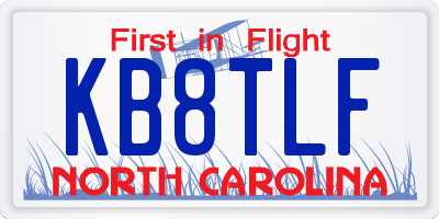 NC license plate KB8TLF
