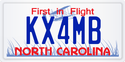 NC license plate KX4MB
