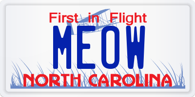 NC license plate MEOW