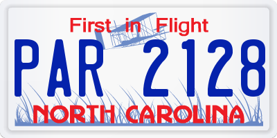 NC license plate PAR2128