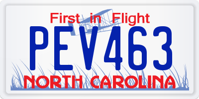 NC license plate PEV463