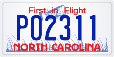 NC license plate PO2311