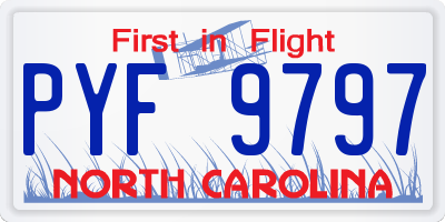 NC license plate PYF9797
