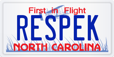NC license plate RESPEK
