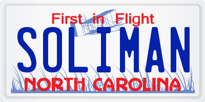 NC license plate SOLIMAN