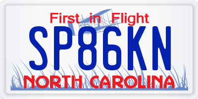 NC license plate SP86KN