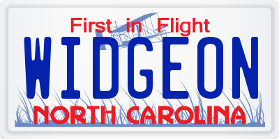 NC license plate WIDGEON