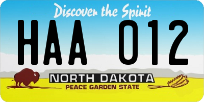 ND license plate HAA012