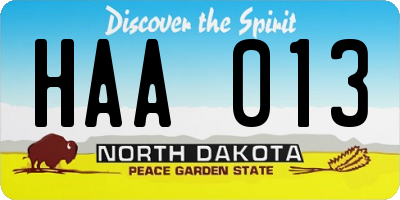 ND license plate HAA013