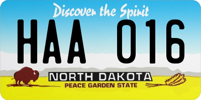 ND license plate HAA016