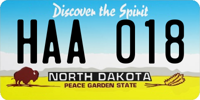 ND license plate HAA018