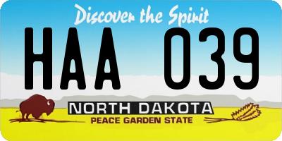 ND license plate HAA039