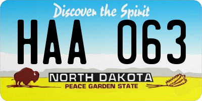 ND license plate HAA063