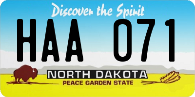 ND license plate HAA071