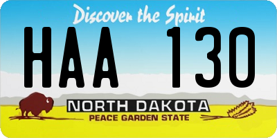 ND license plate HAA130