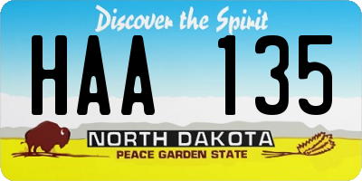 ND license plate HAA135