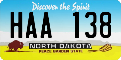 ND license plate HAA138