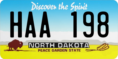 ND license plate HAA198