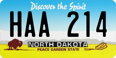 ND license plate HAA214