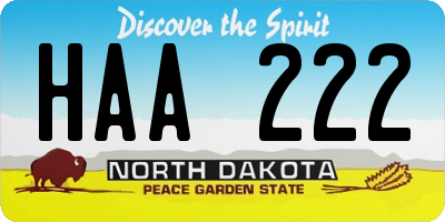 ND license plate HAA222