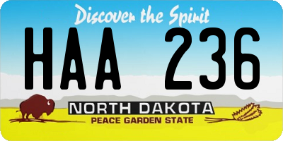 ND license plate HAA236