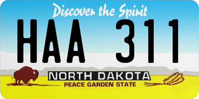 ND license plate HAA311