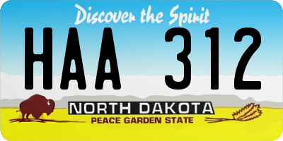 ND license plate HAA312