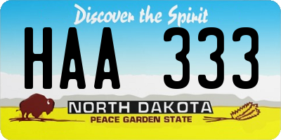 ND license plate HAA333