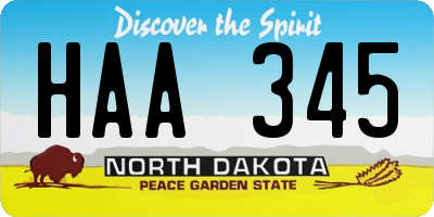 ND license plate HAA345