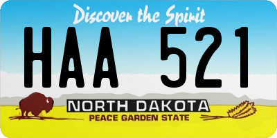 ND license plate HAA521