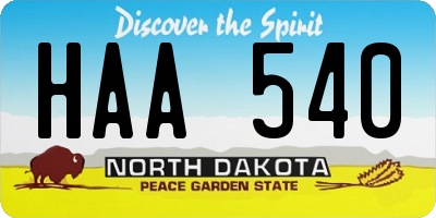 ND license plate HAA540