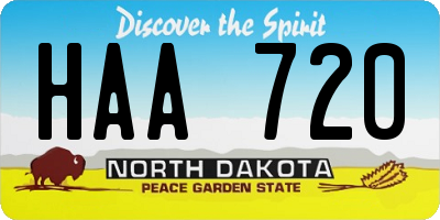 ND license plate HAA720