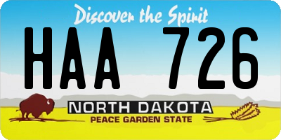 ND license plate HAA726