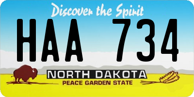 ND license plate HAA734