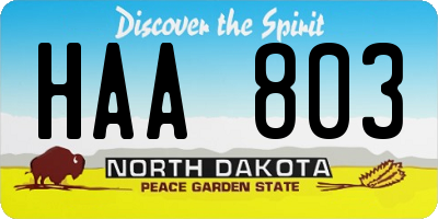 ND license plate HAA803