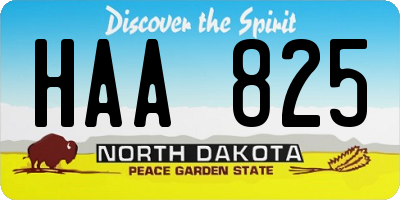 ND license plate HAA825