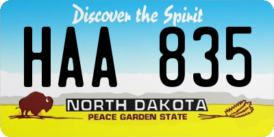 ND license plate HAA835