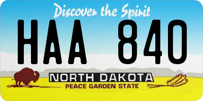 ND license plate HAA840